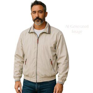 WINCHESTER Beige Men Zip Front  5 Pockets Lined Cotton Blend Jacket Size Large